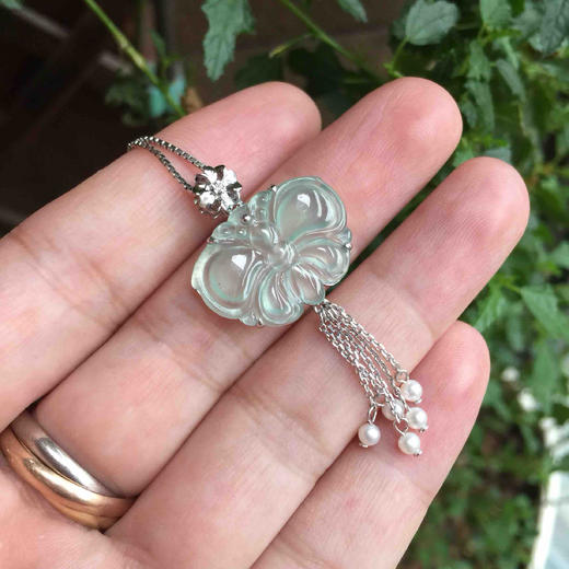 翡翠高冰到玻璃种蓝水蝴蝶吊坠 商品图7