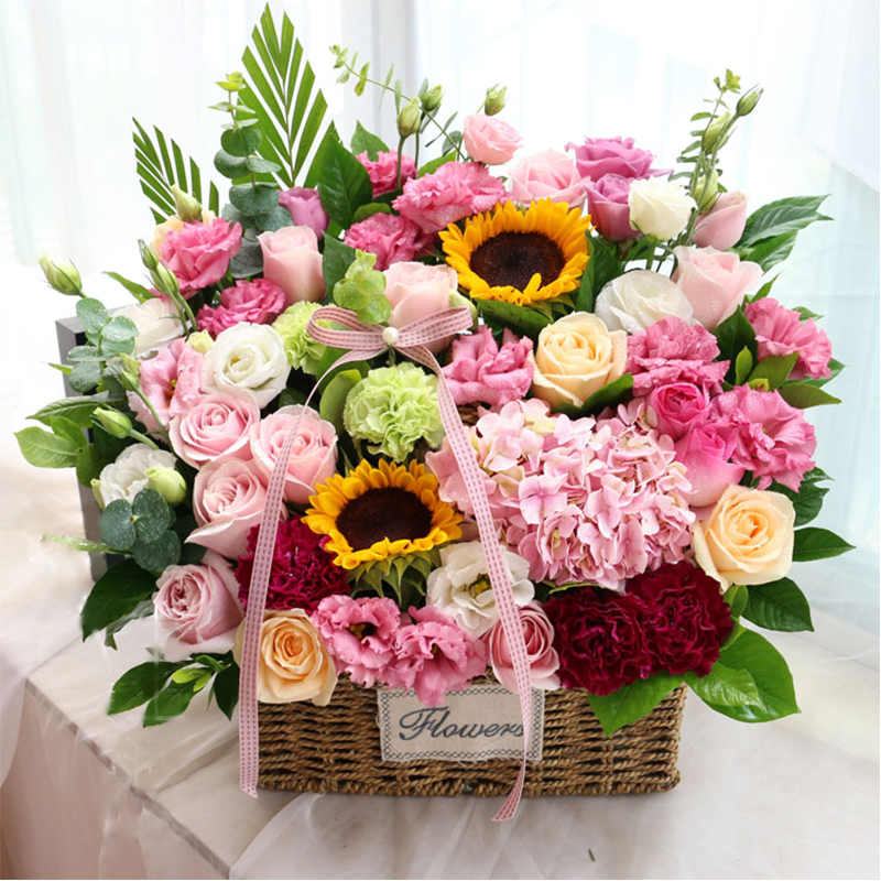 玫瑰花篮混搭精美时尚-送妈妈女朋友闺蜜朋友老师爱情惊喜礼物女神节