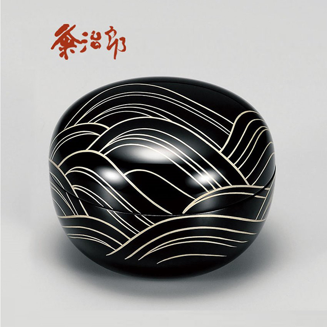 【光琳波玉匣】粂治郎日本越前漆器 手描莳绘 储物罐糖盒盖碗