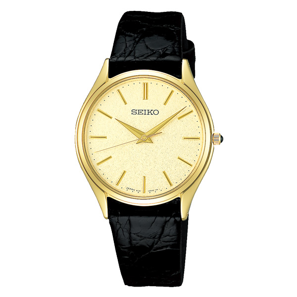 精工 鳄鱼皮表带 蓝宝石玻璃石英男表 圆形 日本制造 sacm150