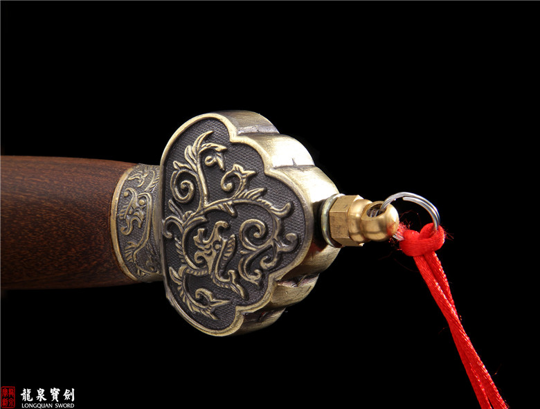 龙泉宝剑 手工乾隆 百炼花纹钢龙凤檀【铬钢升级款】
