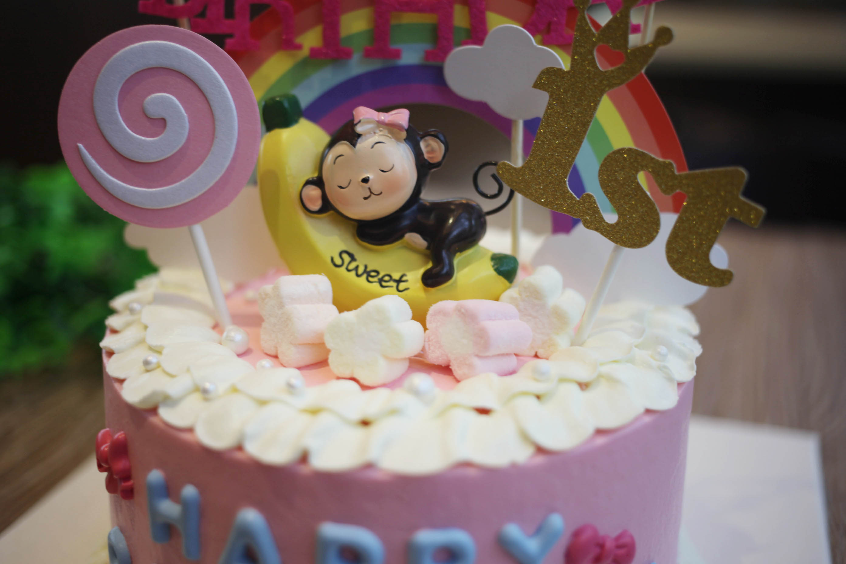 场景主题蛋糕系列|卡通香蕉猴子蛋糕,如图款式,新鲜水果,动物性淡奶油