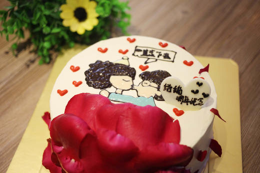 款式图案定制｜鲜花 结婚 情侣 纪念 花瓣蛋糕，如图款式，新鲜水果，动物性淡奶油~ 商品图2