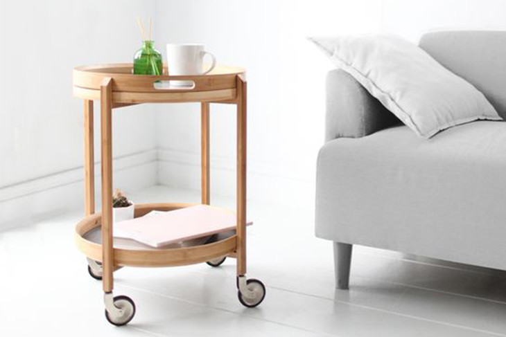 台湾【gudee】roca 轻巧竹制双层移动吧台车