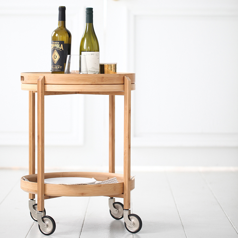 台湾【gudee】roca 轻巧竹制双层移动吧台车