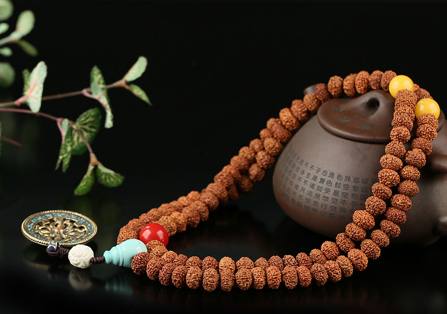 九瓣金刚象牙蜜蜡绿松石108颗佛珠高僧加持