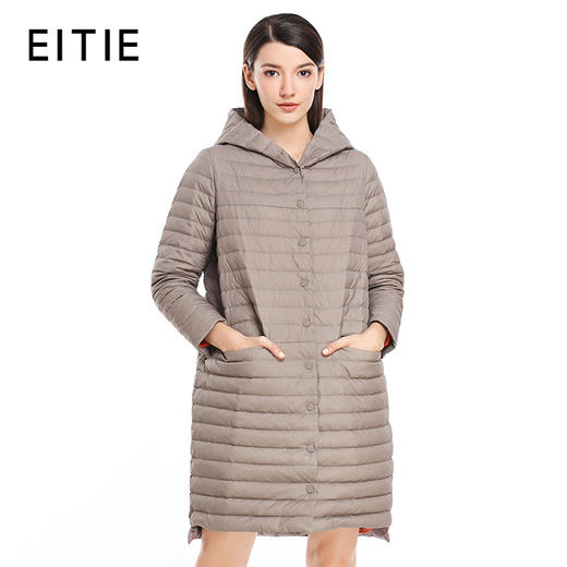 EITIE爱特爱女装春季新款白鸭绒保暖连帽羽绒服中长款外套5411103 商品图2