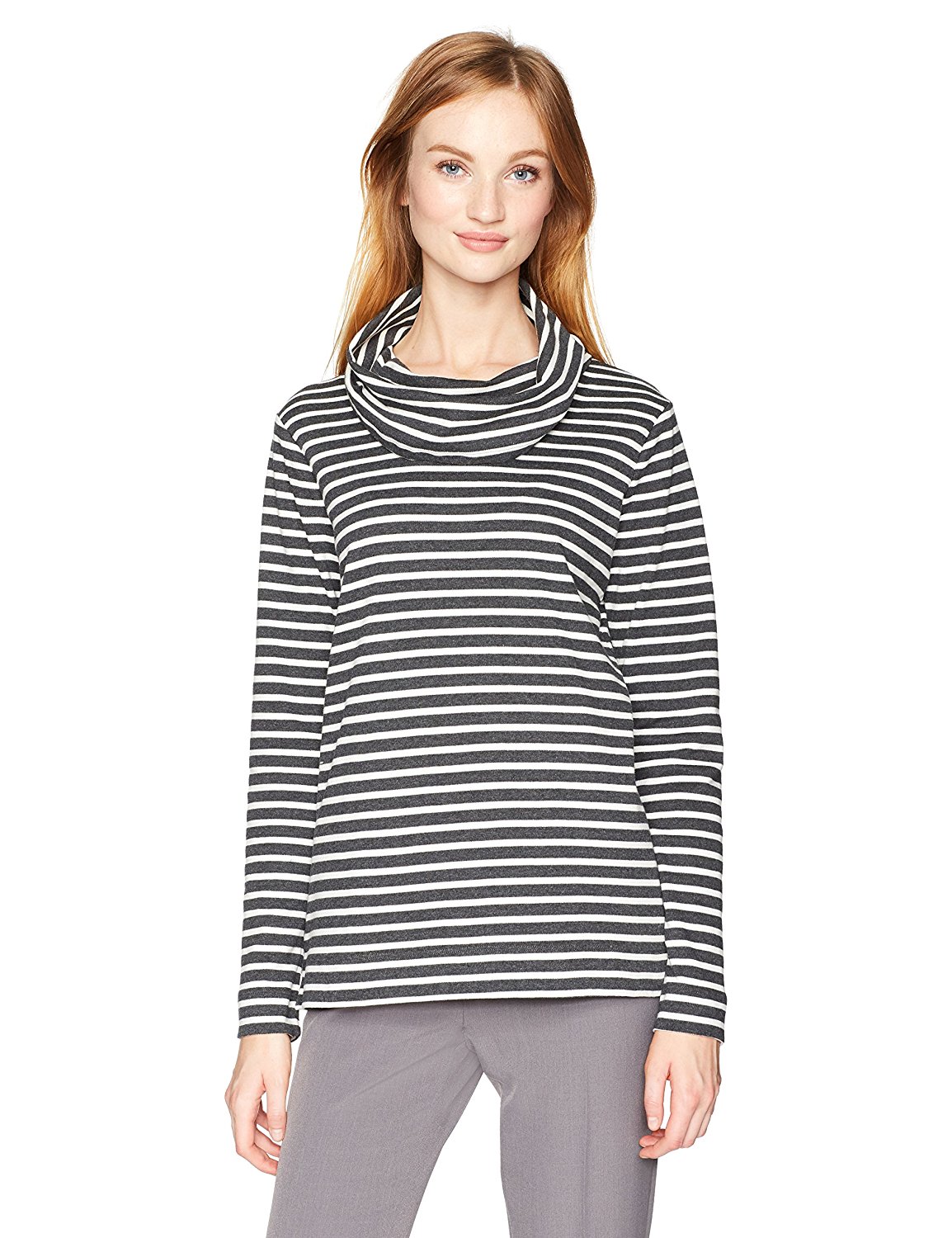 安妮克莱因(美国著名时尚品牌) anne klein 女式长袖条纹大翻领上衣