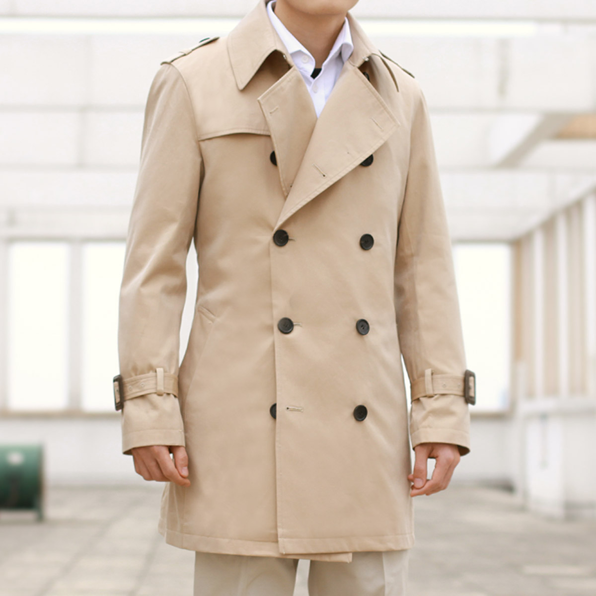 男士防风防水夹棉内胆堑壕款风衣