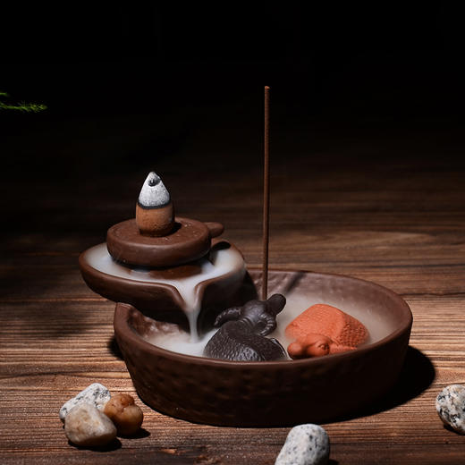 副本创意倒流香炉紫砂陶瓷小和尚檀香炉线香香插高山流水茶道摆件香道