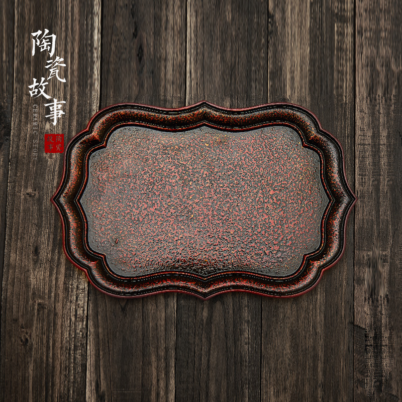 脱胎漆器托盘 茶托小号迷你功夫茶具简约家用干泡台圆形大漆茶盘
