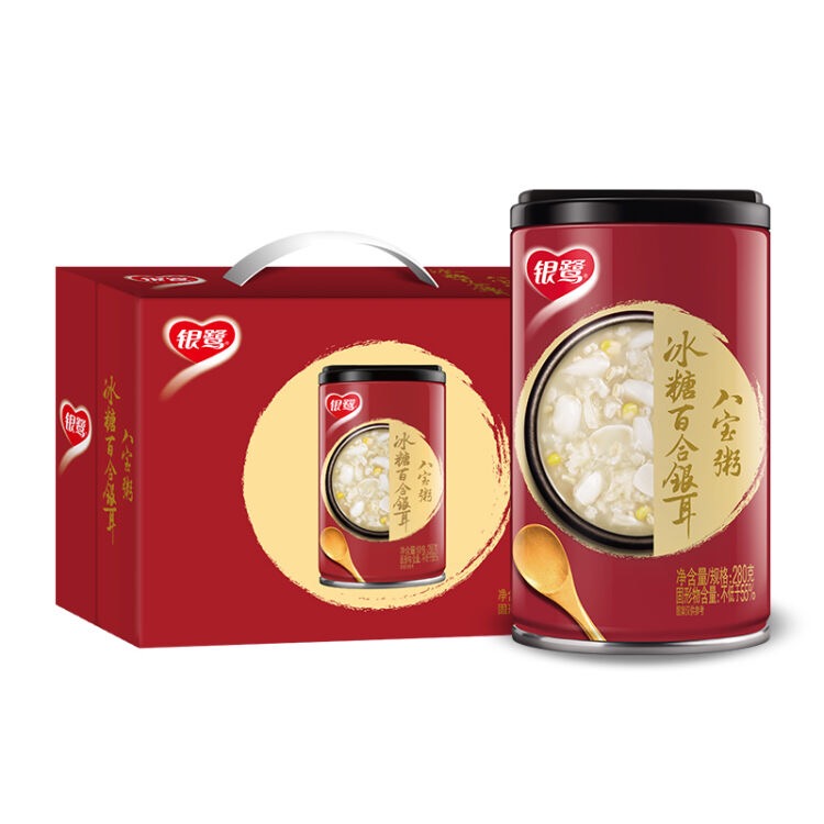 银鹭 八宝粥 速食粥 冰糖百合银耳八宝粥 280g*12罐 整箱装
