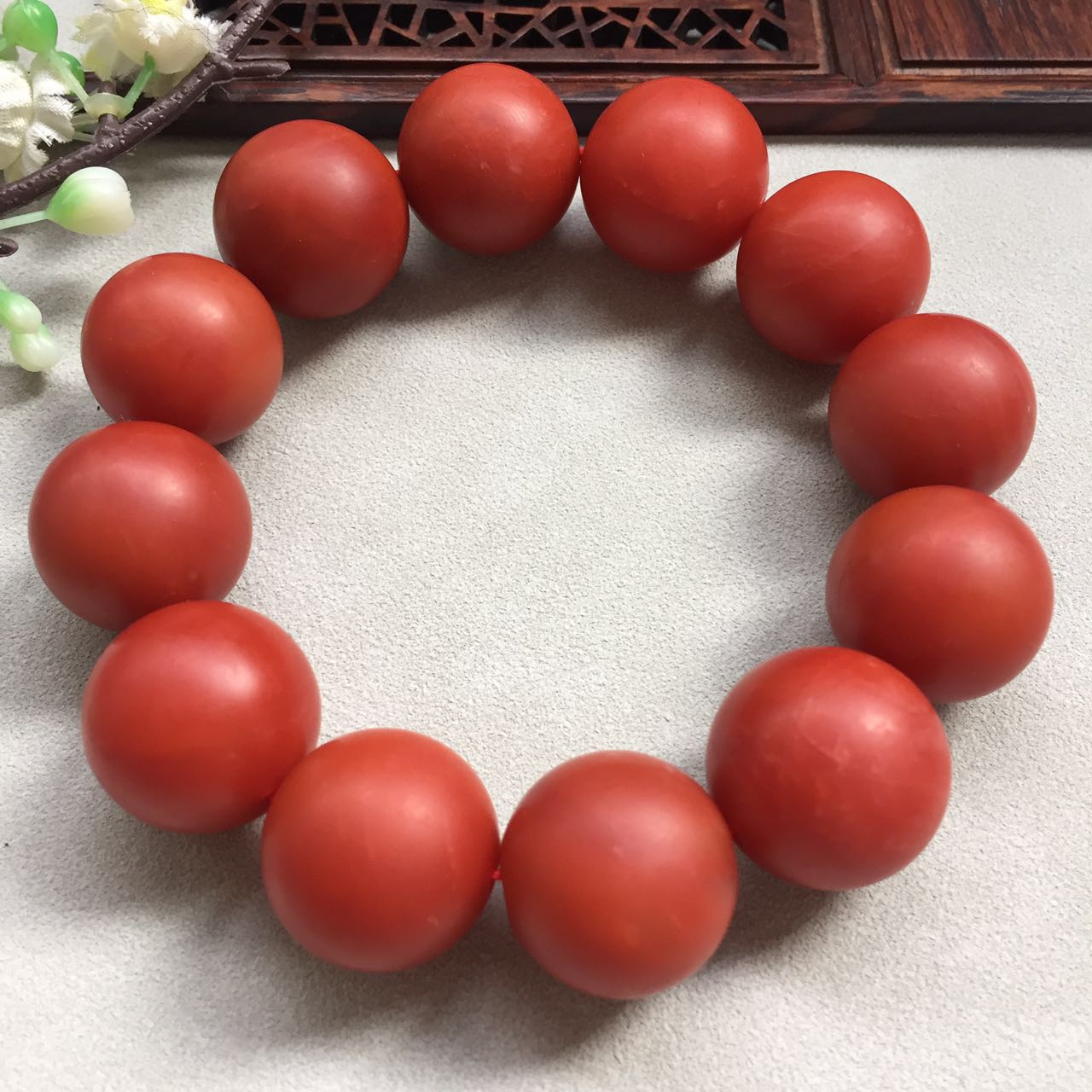 【94921】南红保山料,圆珠手串