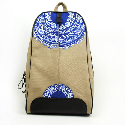 原创手绘青花瓷包包双肩包at b01