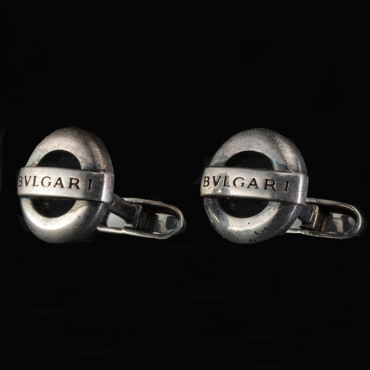 宝格丽银袖扣 80年代宝格丽925银袖口 银标925 sterling bvlgari标