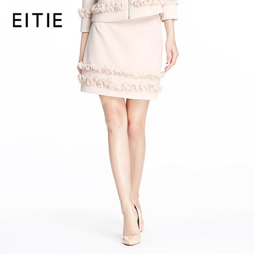 EITIE爱特爱女装春夏木耳花边包臀甜美半身裙铅笔裙短裙5506204 商品图0