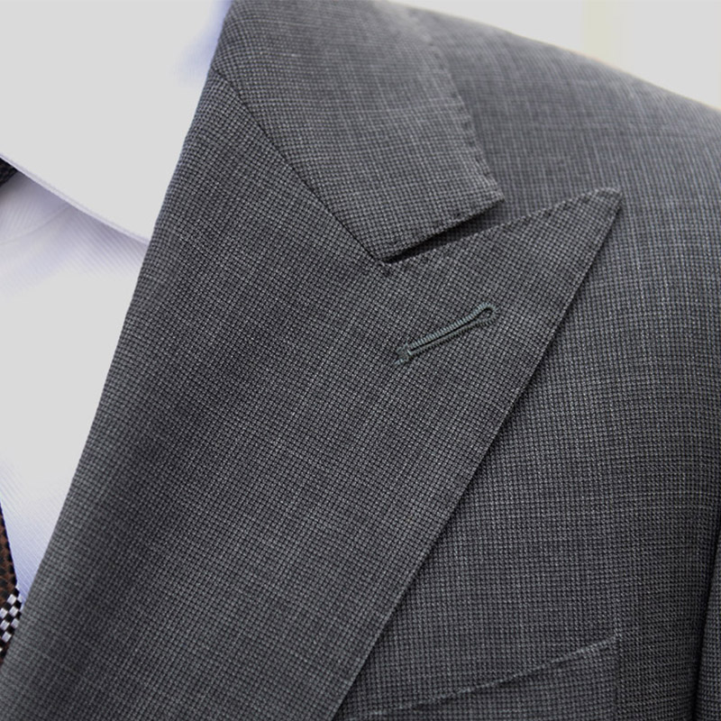 eabri男士深灰双排扣六粒扣枪驳领西服二件套装