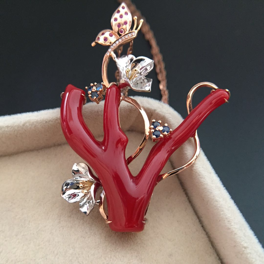 【43108】阿卡珊瑚树枝吊坠