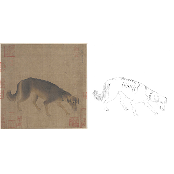 宋画动物小品白描底稿-李迪-猎犬图-gr09