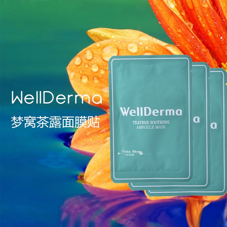 韩国wellderma梦窝茶露面膜 绿茶保湿补水控油面膜 一盒十片包邮