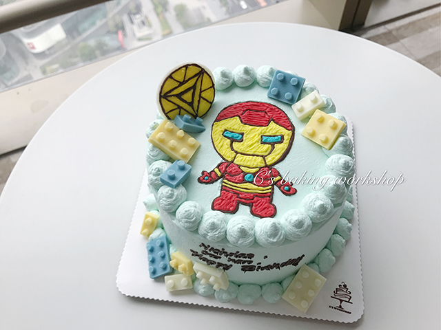 (手绘)乐高钢铁侠 水果忌廉蛋糕(默认自提,收费配送请联系客服)
