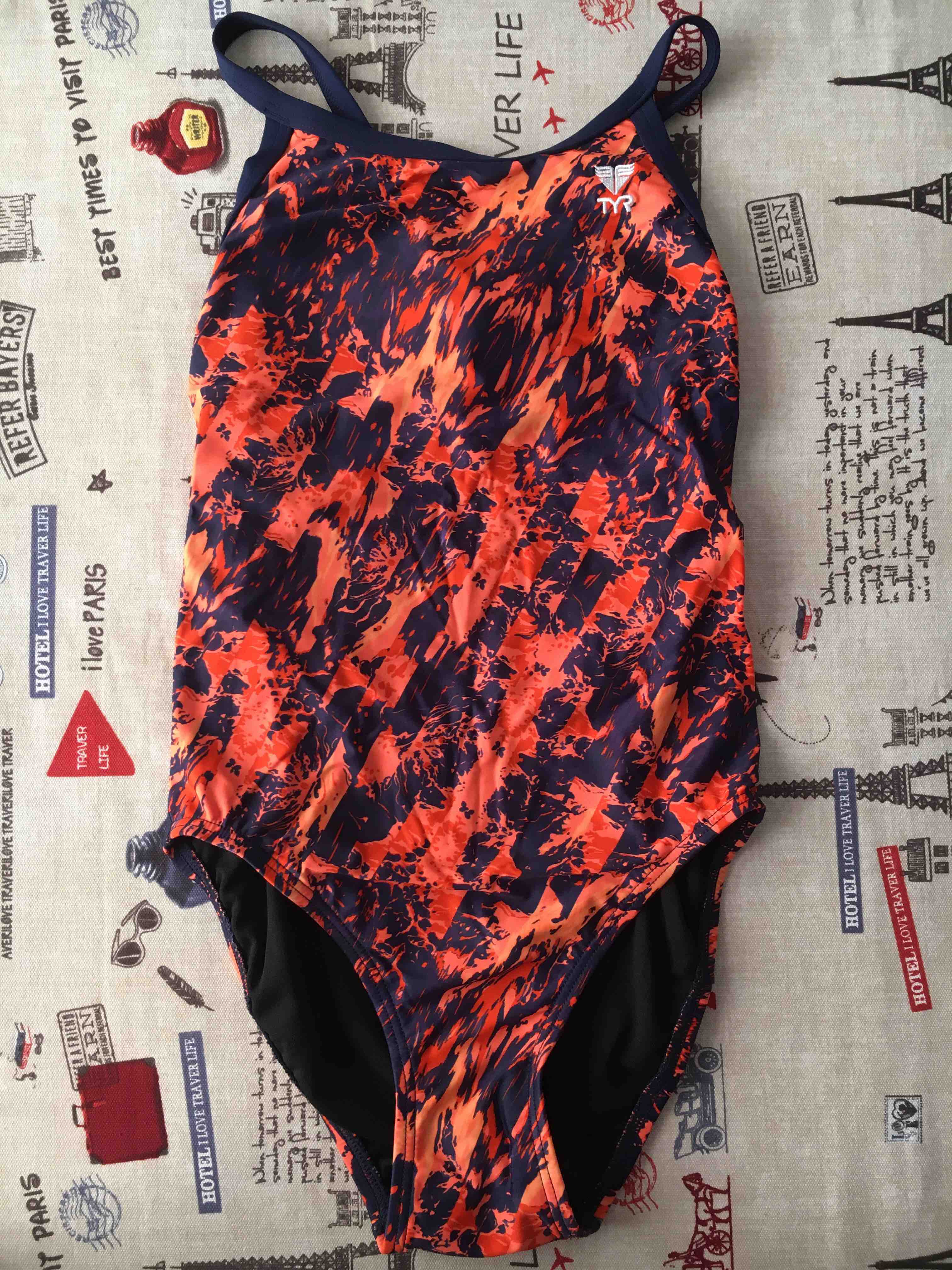 tyr泳衣,橘拼蓝边