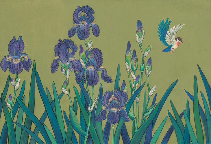 祝大年工笔重彩花卉绢面布卷