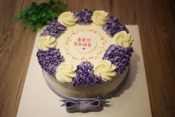 款式图案定制系列|蝴蝶结紫白花蛋糕,如图款式,新鲜水果,动物性淡奶油