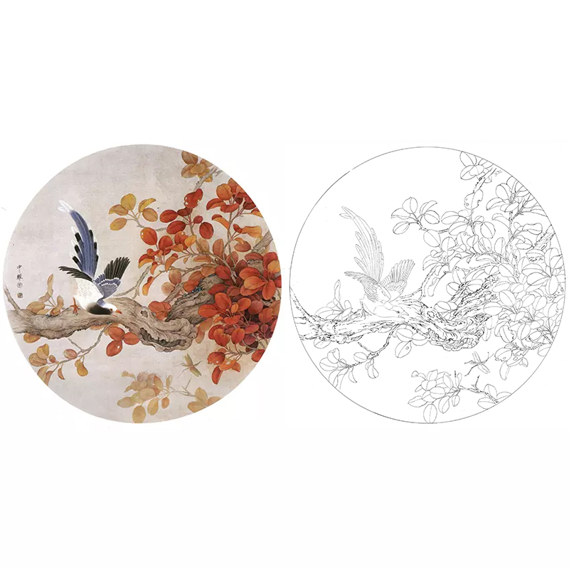 白描底稿-工笔花鸟-a405