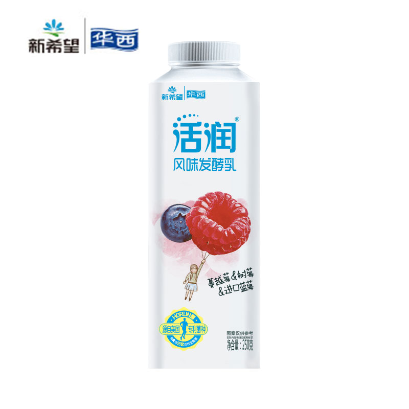 新希望华西利乐冠活润蔓越莓树莓风味 发酵乳酸奶250gx6瓶