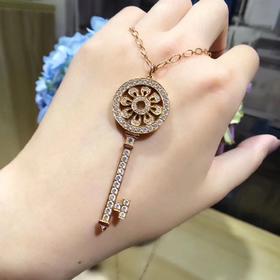 99新 tiffany蒂芙尼 玫瑰金大号 圆形花瓣钥匙项链