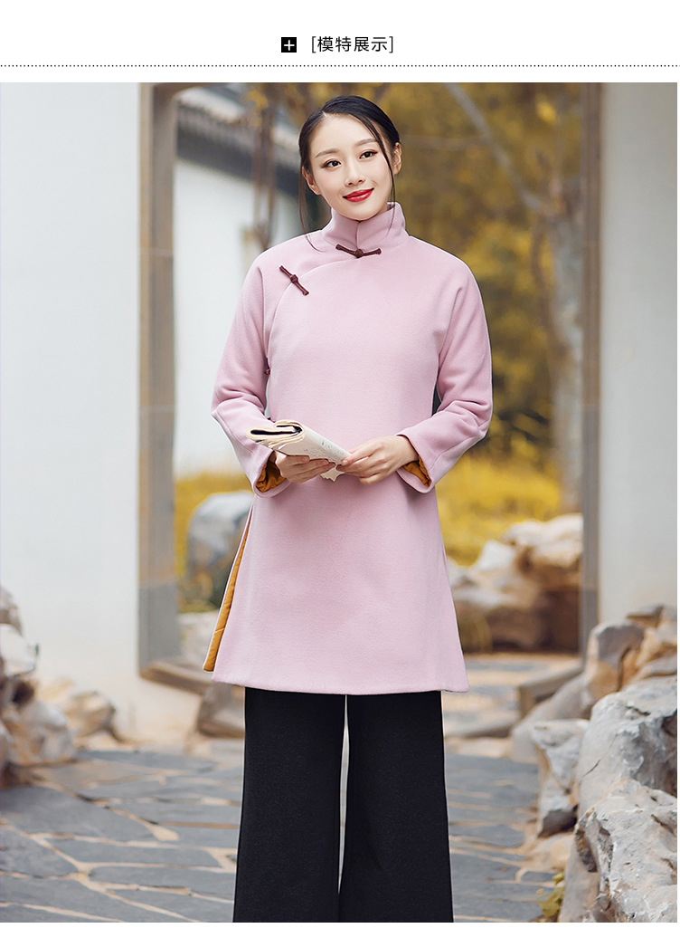 mx-9412冬季新款毛呢中式茶人服