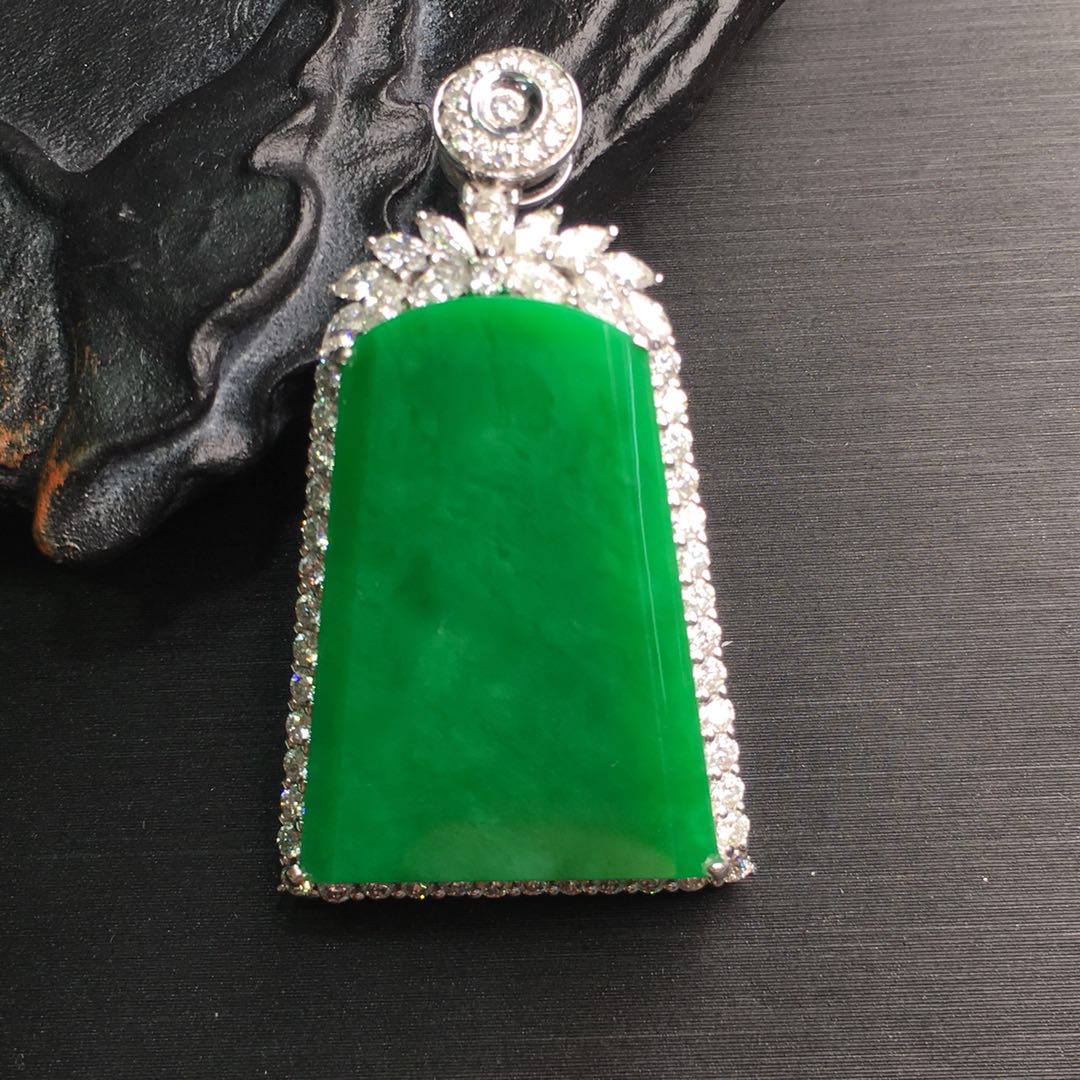 【10018】翡翠冰糯种阳绿无事牌