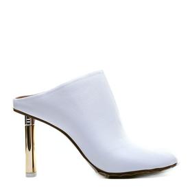 vetements/vetements白色真皮金色高跟女士穆勒鞋