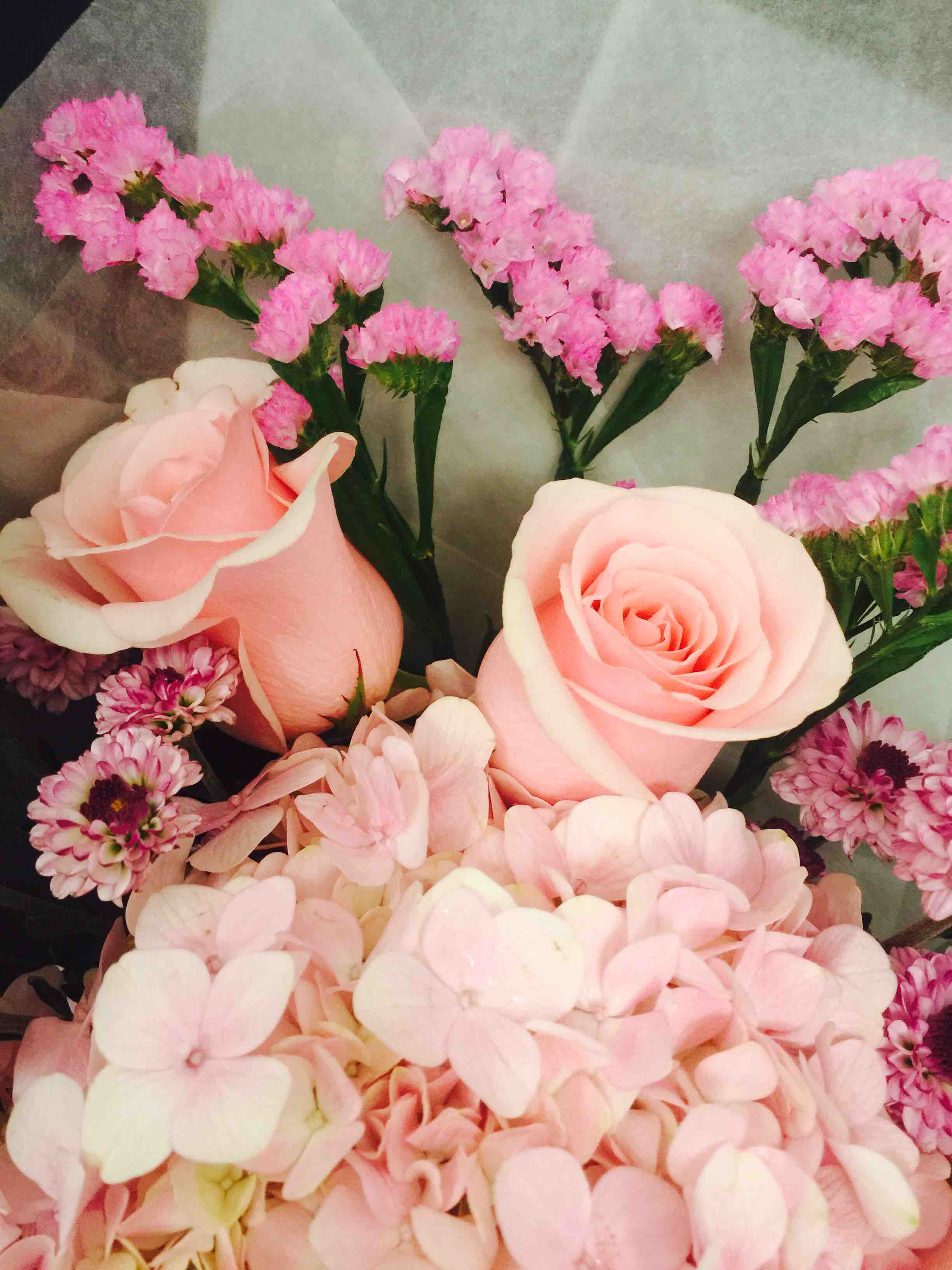 【粉色的浪漫】粉绣球/粉佳人/粉纽扣/粉勿忘我,粉色系花材,冰淇淋式