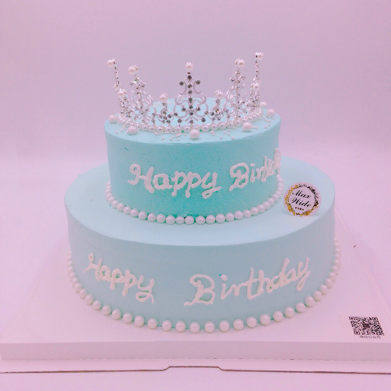 【皇冠女王】双层蓝色王冠蛋糕水果夹心动物奶油蛋糕