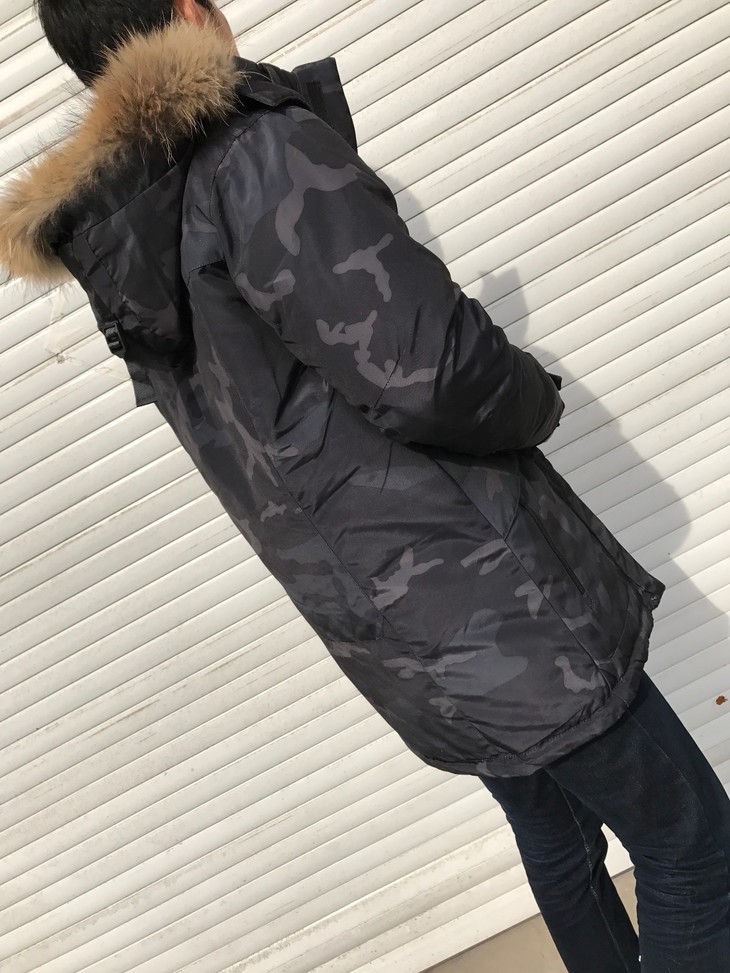 真狼毛纯鹅绒!轻松抵抗零下二十度!男士户外中长款迷彩羽绒服c897