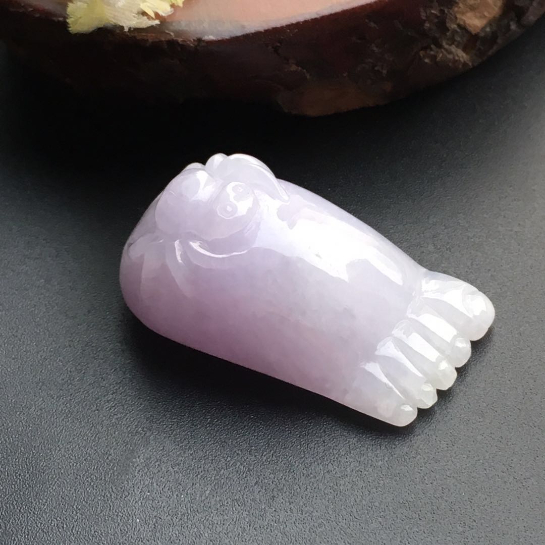 年货节【d74069】翡翠冰糯种淡紫佛足