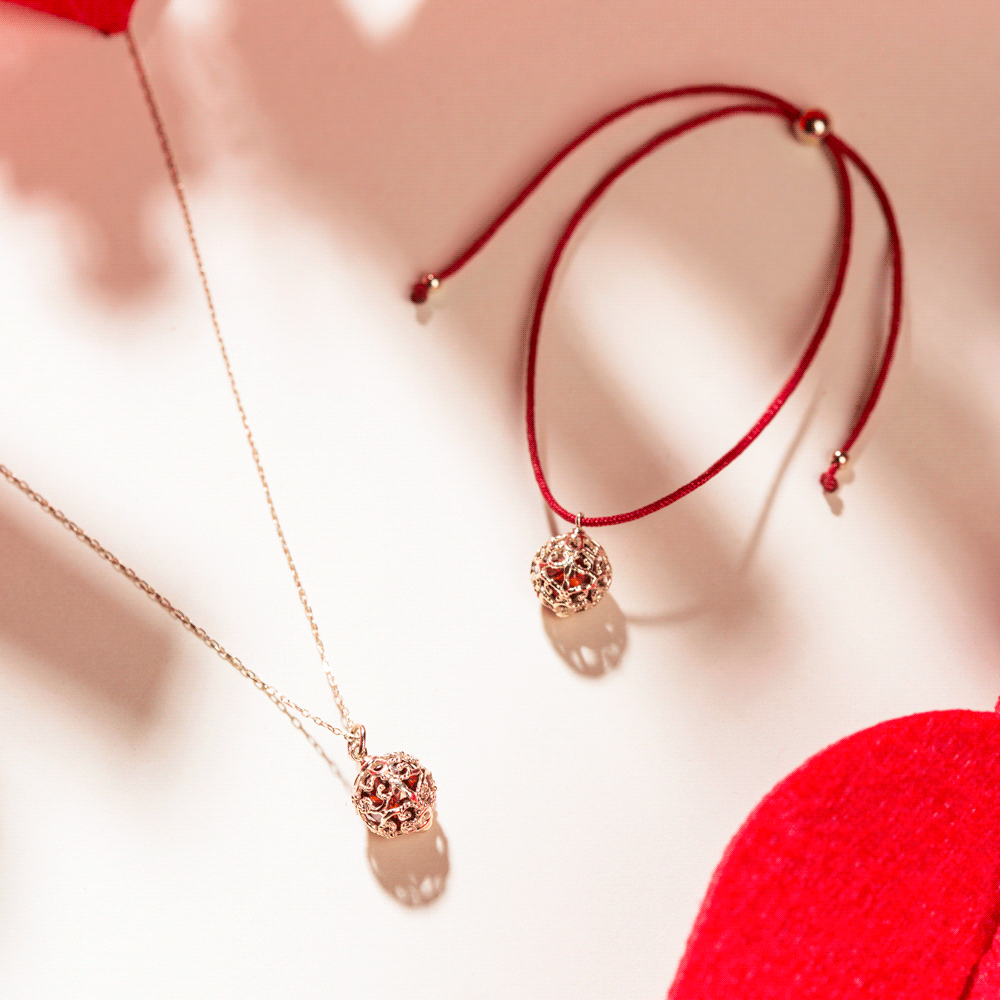 青木刚玲珑红绳项链.