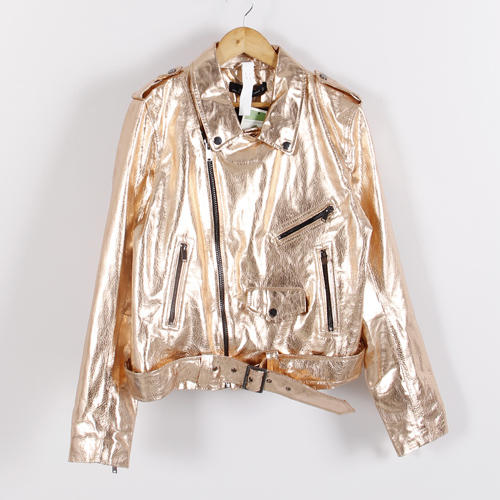 ZARA L码闪亮光面翻领防风夹克外套女_F37 商品图0