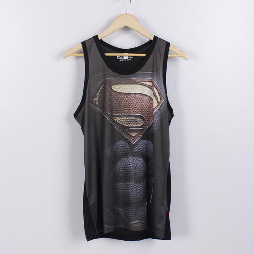 XXL码黑色男无袖T恤休闲运动健身背心印花潮_A43 商品图0