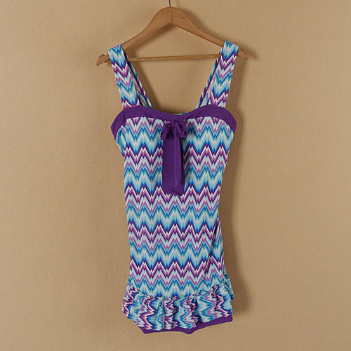 浪都/XXL码女式连体裙式保守游泳衣遮肚显瘦泡温泉_A15 商品图1