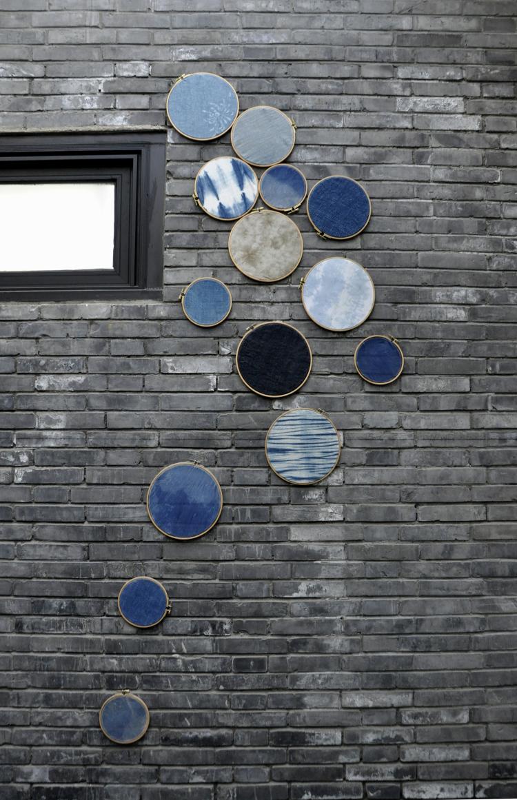 【植染时蓝】榉木绣绷蓝染布艺装置墙饰挂件组合套装陈列装饰展示品