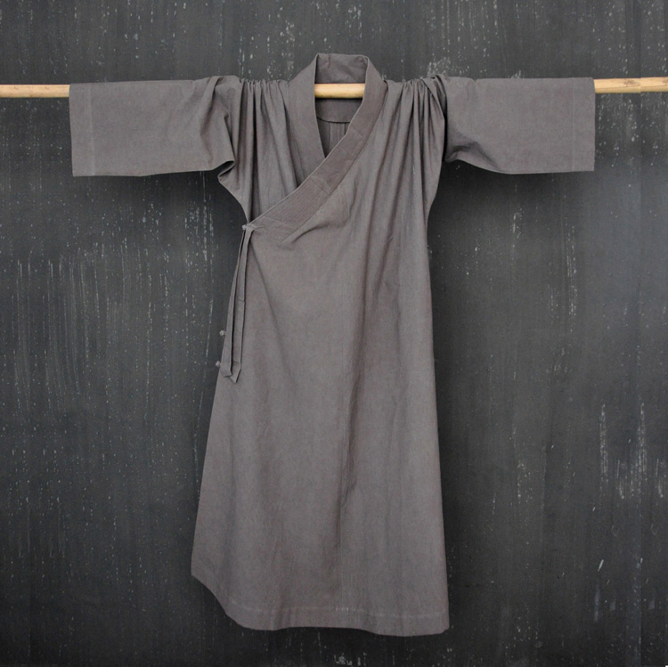 蓝染纯棉僧袍纯手工制作古法植物草木染色僧服禅服 大衣