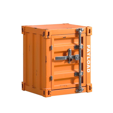 oft复古集装箱柜边几铁艺小边柜工业风创意床头柜客厅现代餐边柜 -