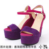 女士37码紫色一字带坡跟高跟防水台凉鞋 商品缩略图0