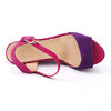 女士37码紫色一字带坡跟高跟防水台凉鞋 商品缩略图2