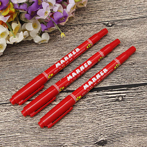 记号笔M-708油性签名笔双头级细3支红色 A23 商品图0