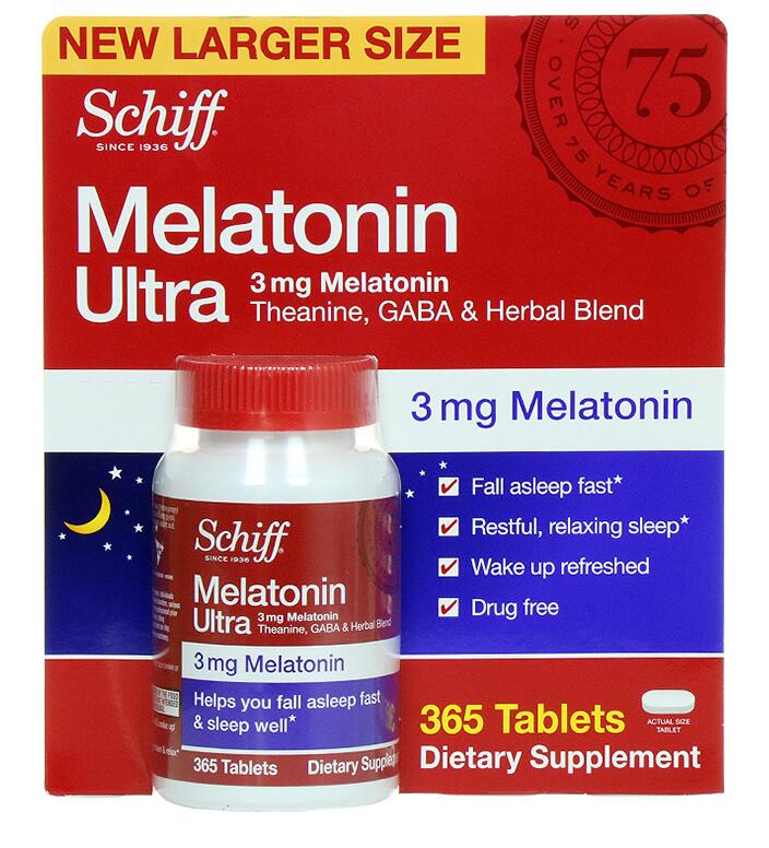 美国直邮 schiff melatonin ultra 褪黑素松果体睡眠片 365片