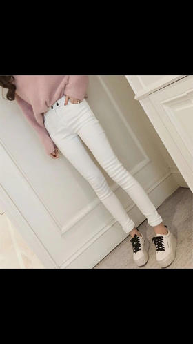 特价带扣白色皮裤